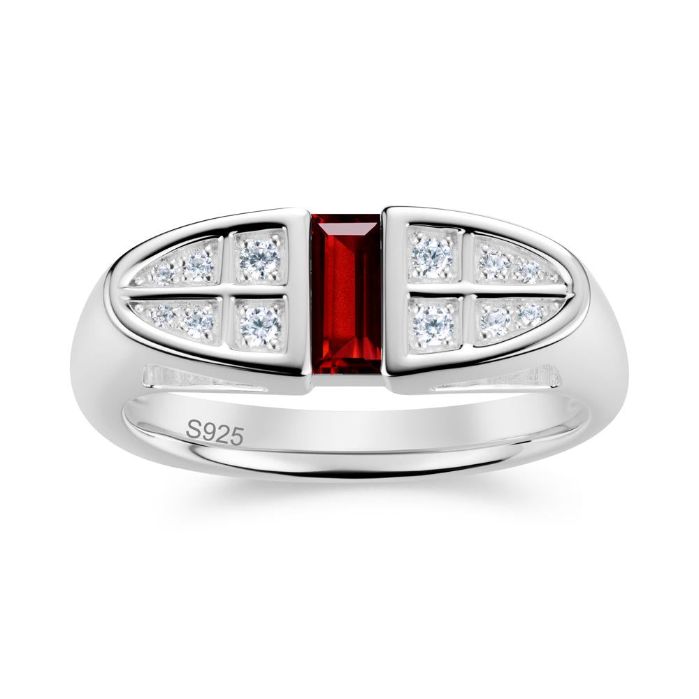 Signet Cross Baguette Aquamarine Ring - LUO Jewelry #gemstone_Garnet