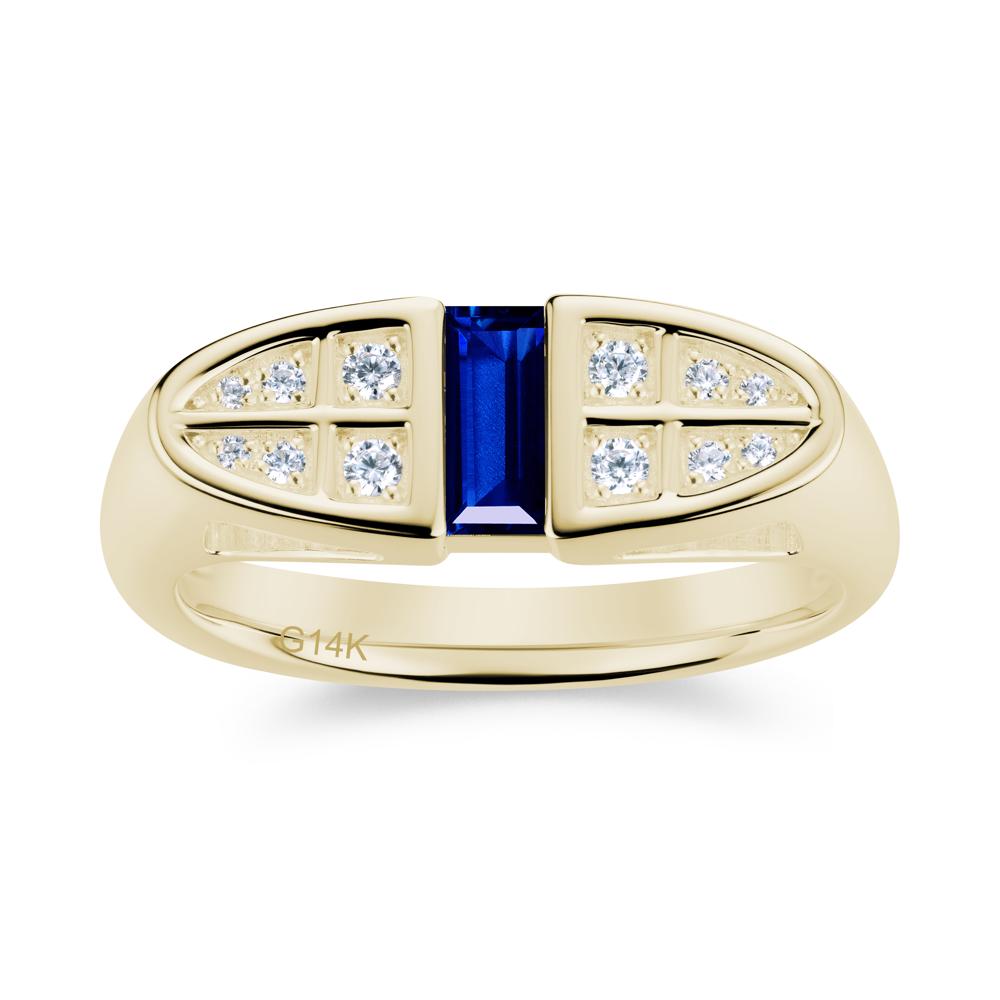 Signet Cross Baguette Aquamarine Ring - LUO Jewelry #gemstone_Sapphire