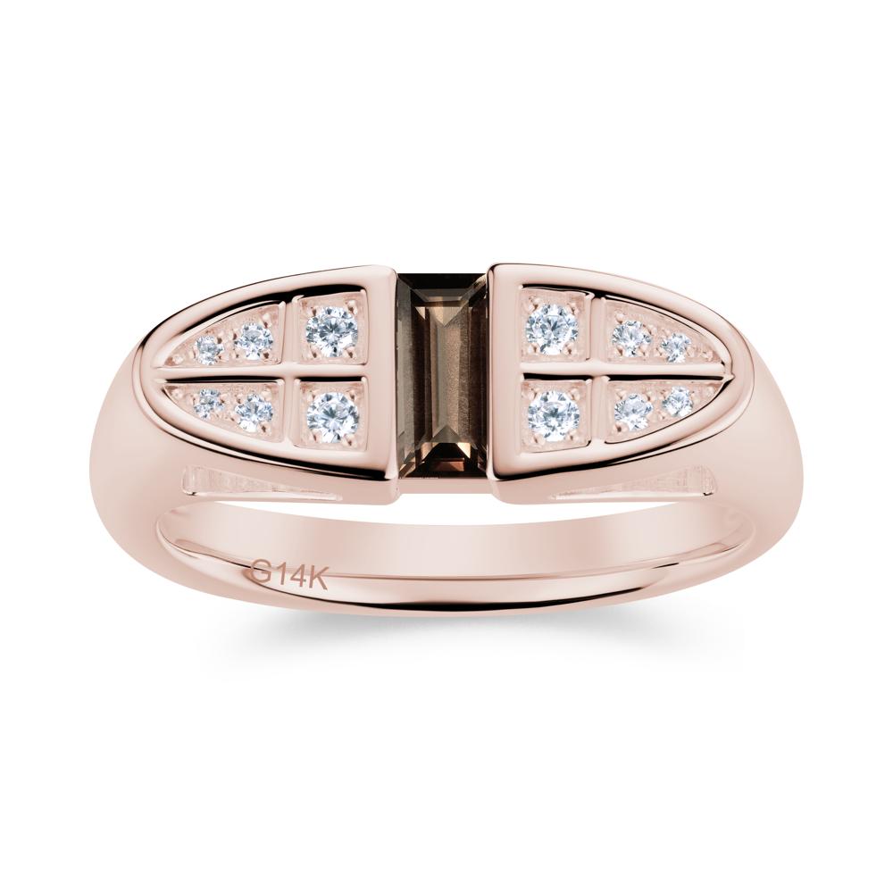 Signet Cross Baguette Aquamarine Ring - LUO Jewelry #gemstone_Smoky Quartz