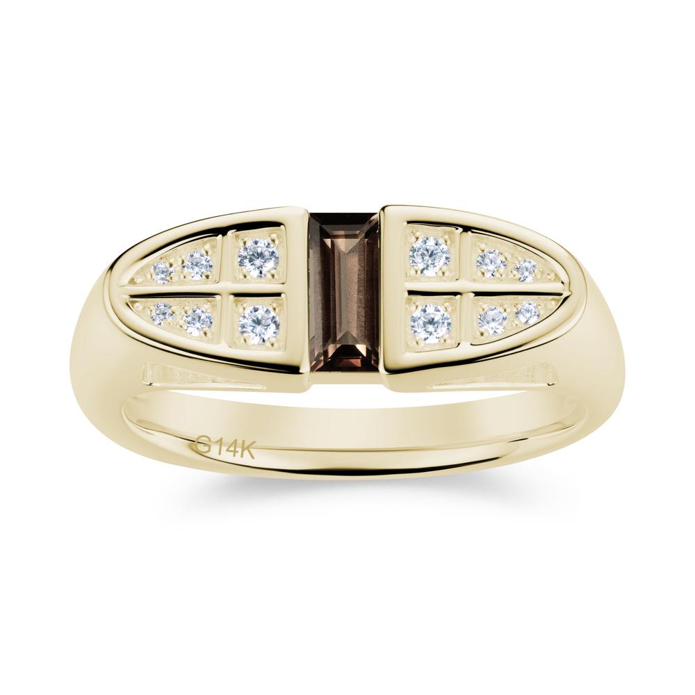 Signet Cross Baguette Aquamarine Ring - LUO Jewelry #gemstone_Smoky Quartz