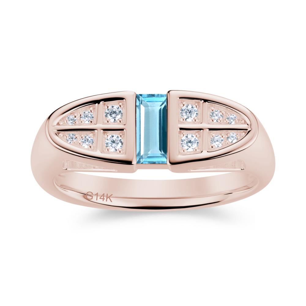 Signet Cross Baguette Aquamarine Ring - LUO Jewelry #gemstone_Swiss Blue Topaz