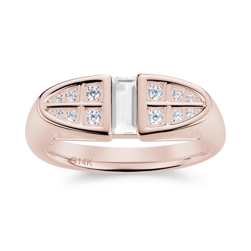Signet Cross Baguette Aquamarine Ring - LUO Jewelry #gemstone_White Topaz