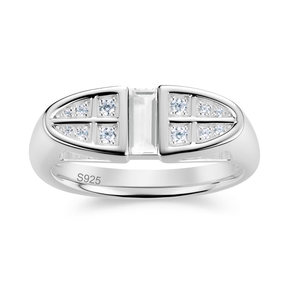 Signet Cross Baguette Aquamarine Ring - LUO Jewelry #gemstone_White Topaz