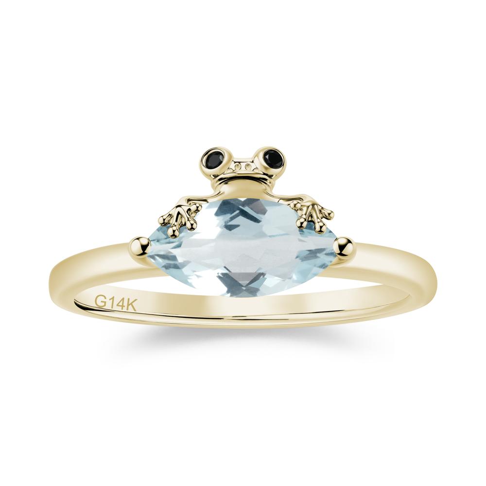 Lucky Frog London Blue Topaz and Black Spinel Ring for Ladies - LUO Jewelry #gemstone_Aquamarine and Black Spinel