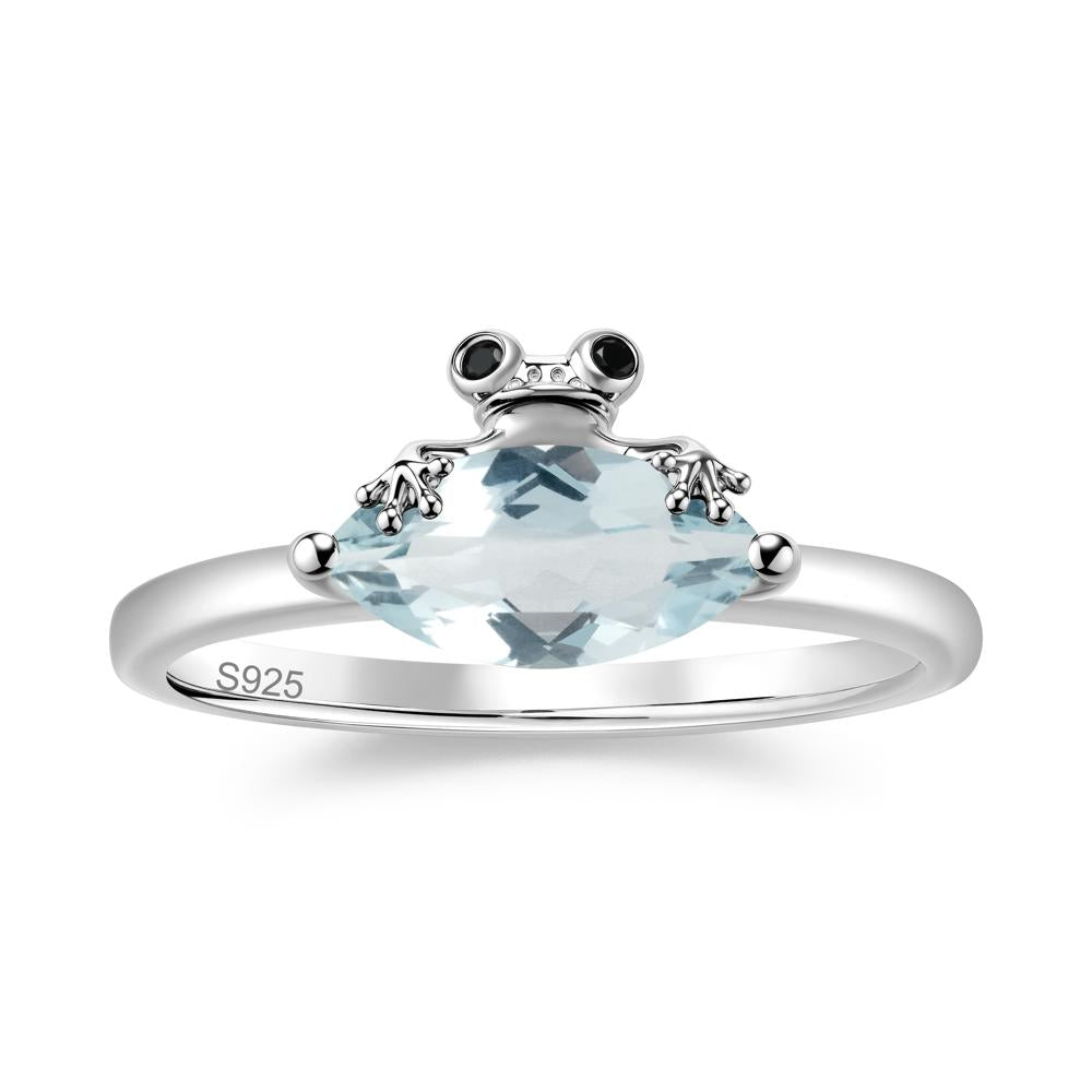 Lucky Frog London Blue Topaz and Black Spinel Ring for Ladies - LUO Jewelry #gemstone_Aquamarine and Black Spinel
