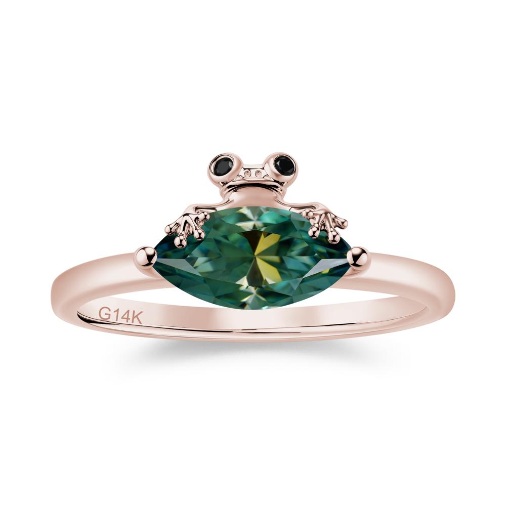 Lucky Frog London Blue Topaz and Black Spinel Ring for Ladies - LUO Jewelry #gemstone_Green Moissanite and Black Spinel