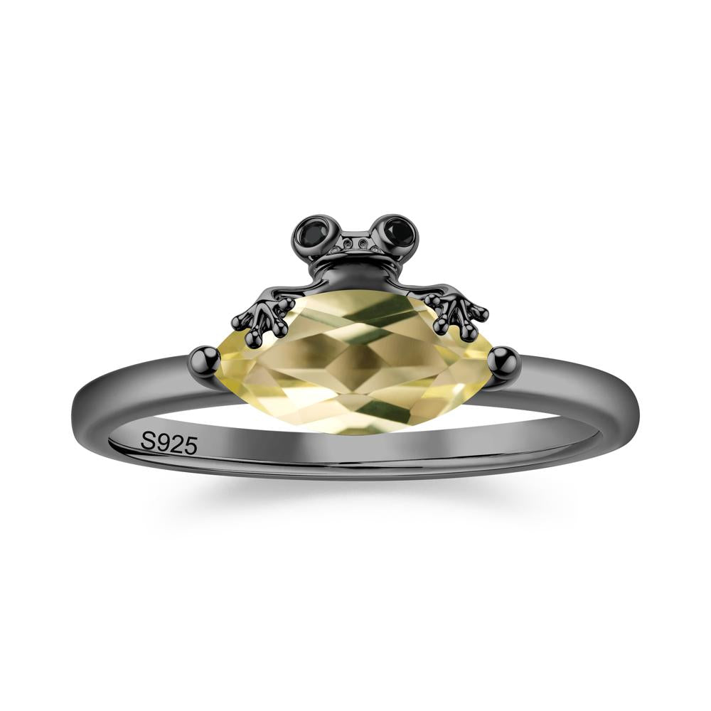 Lucky Frog London Blue Topaz and Black Spinel Ring for Ladies - LUO Jewelry #gemstone_Lemon Quartz and Black Spinel