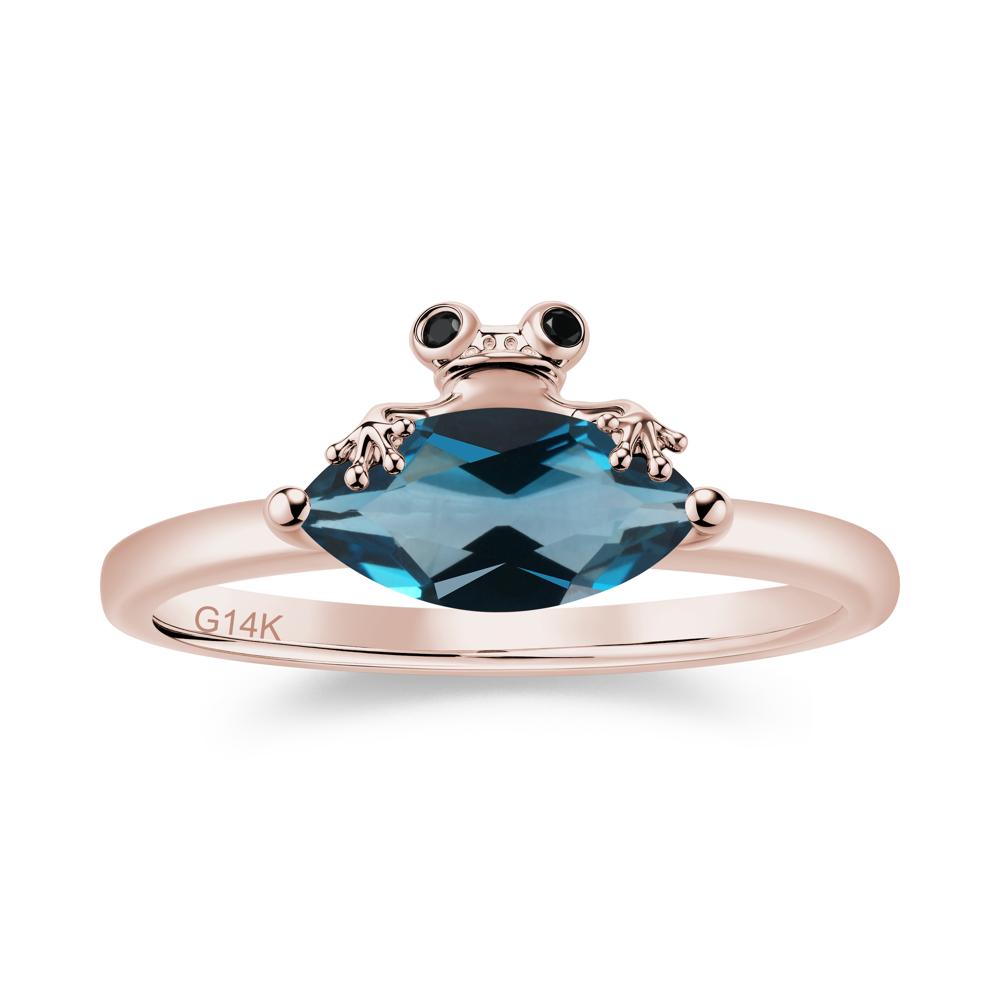 Lucky Frog London Blue Topaz and Black Spinel Ring for Ladies - LUO Jewelry #gemstone_London Blue Topaz and Black Spinel