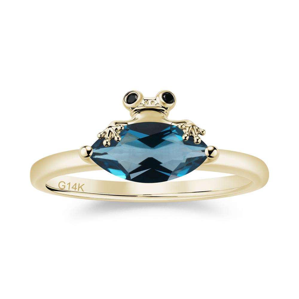 Lucky Frog London Blue Topaz and Black Spinel Ring for Ladies - LUO Jewelry #gemstone_London Blue Topaz and Black Spinel