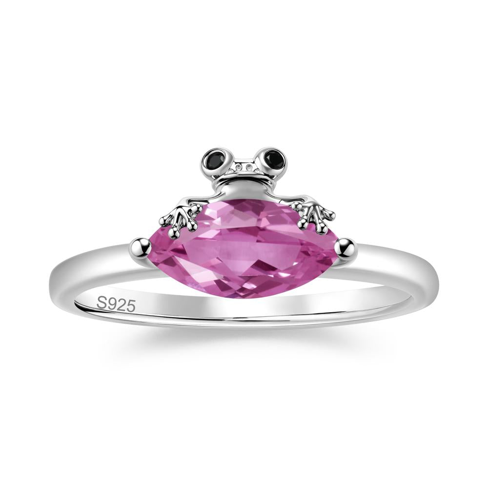 Lucky Frog London Blue Topaz and Black Spinel Ring for Ladies - LUO Jewelry #gemstone_Pink Sapphire and Black Spinel