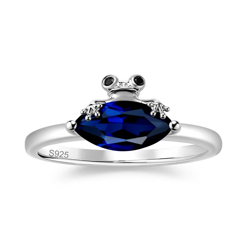Lucky Frog London Blue Topaz and Black Spinel Ring for Ladies - LUO Jewelry #gemstone_Sapphire and Black Spinel