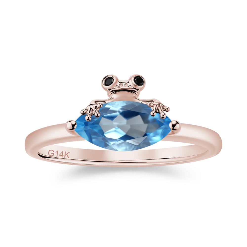 Lucky Frog London Blue Topaz and Black Spinel Ring for Ladies - LUO Jewelry #gemstone_Swiss Blue Topaz and Black Spinel