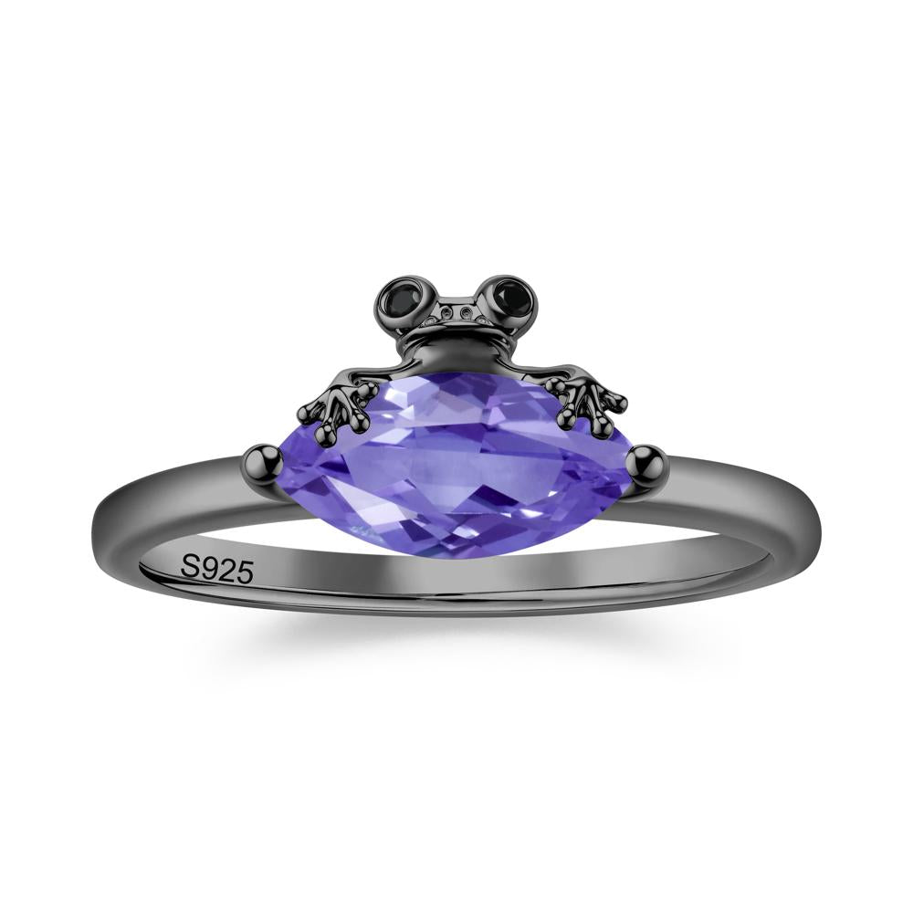 Lucky Frog London Blue Topaz and Black Spinel Ring for Ladies - LUO Jewelry #gemstone_Tanzanite and Black Spinel