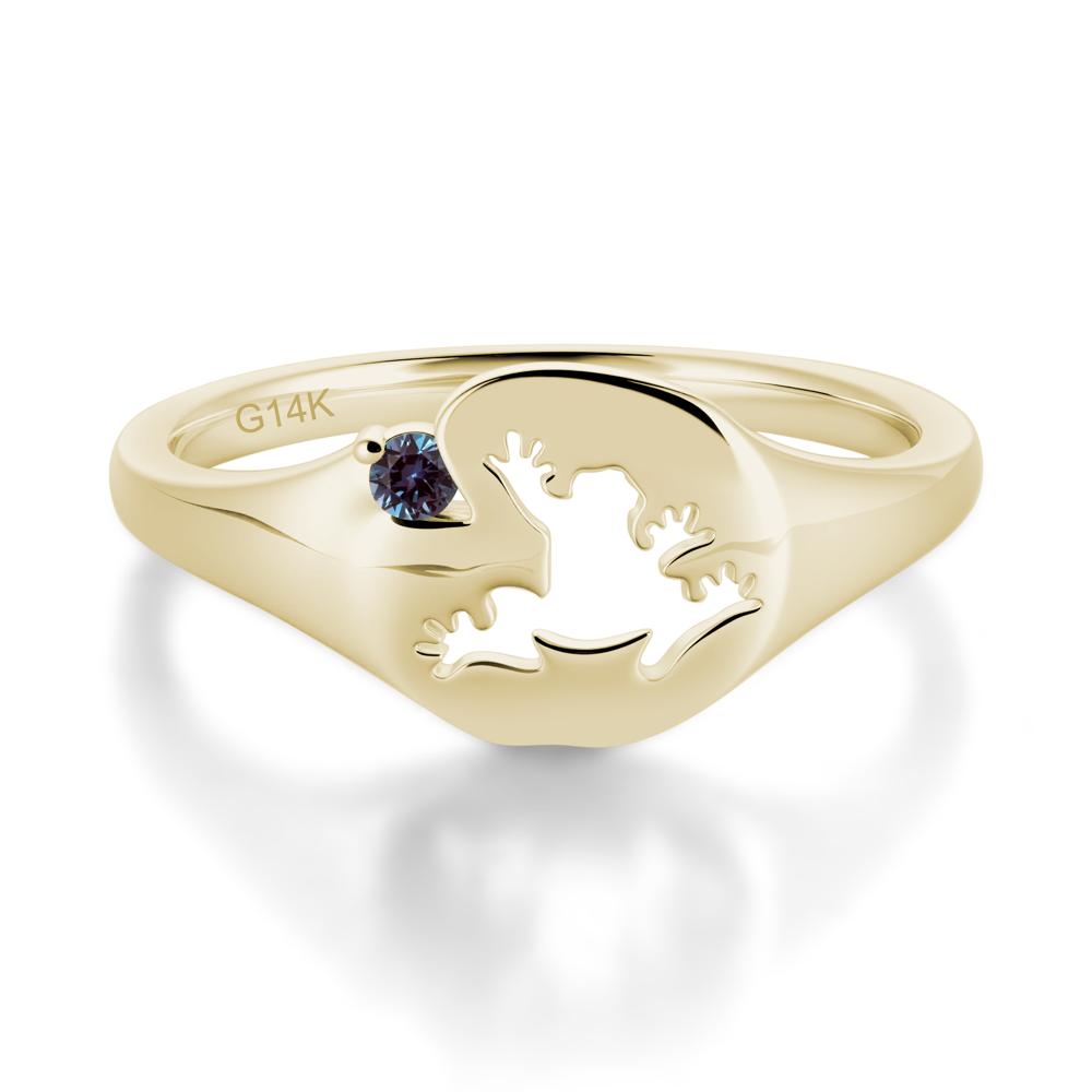 Signet Cubic Zirconia Hollow Frog Ring - LUO Jewelry #gemstone_Alexandrite