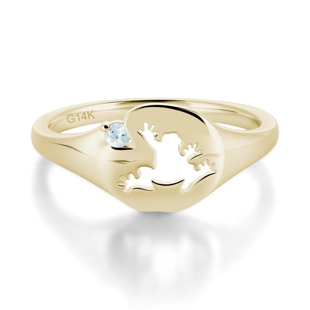Signet Cubic Zirconia Hollow Frog Ring - LUO Jewelry #gemstone_Aquamarine