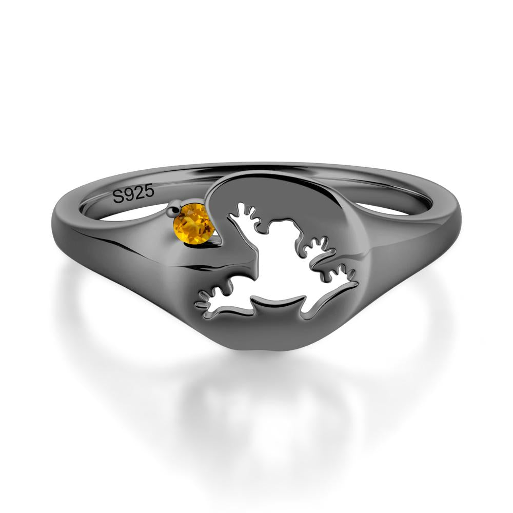 Signet Cubic Zirconia Hollow Frog Ring - LUO Jewelry #gemstone_Citrine