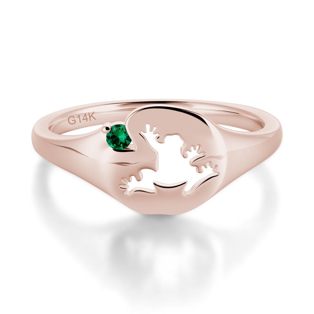 Signet Cubic Zirconia Hollow Frog Ring - LUO Jewelry #gemstone_Emerald