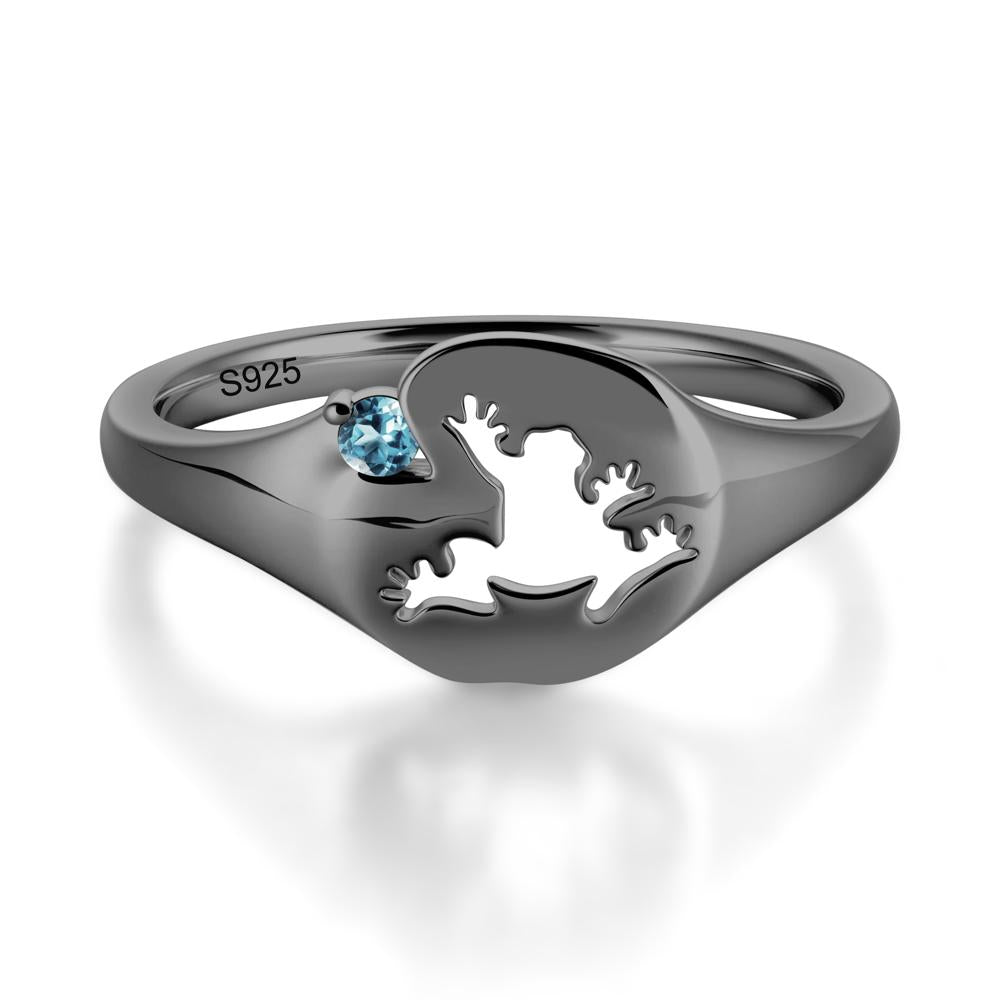 Signet Cubic Zirconia Hollow Frog Ring - LUO Jewelry #gemstone_London Blue Topaz