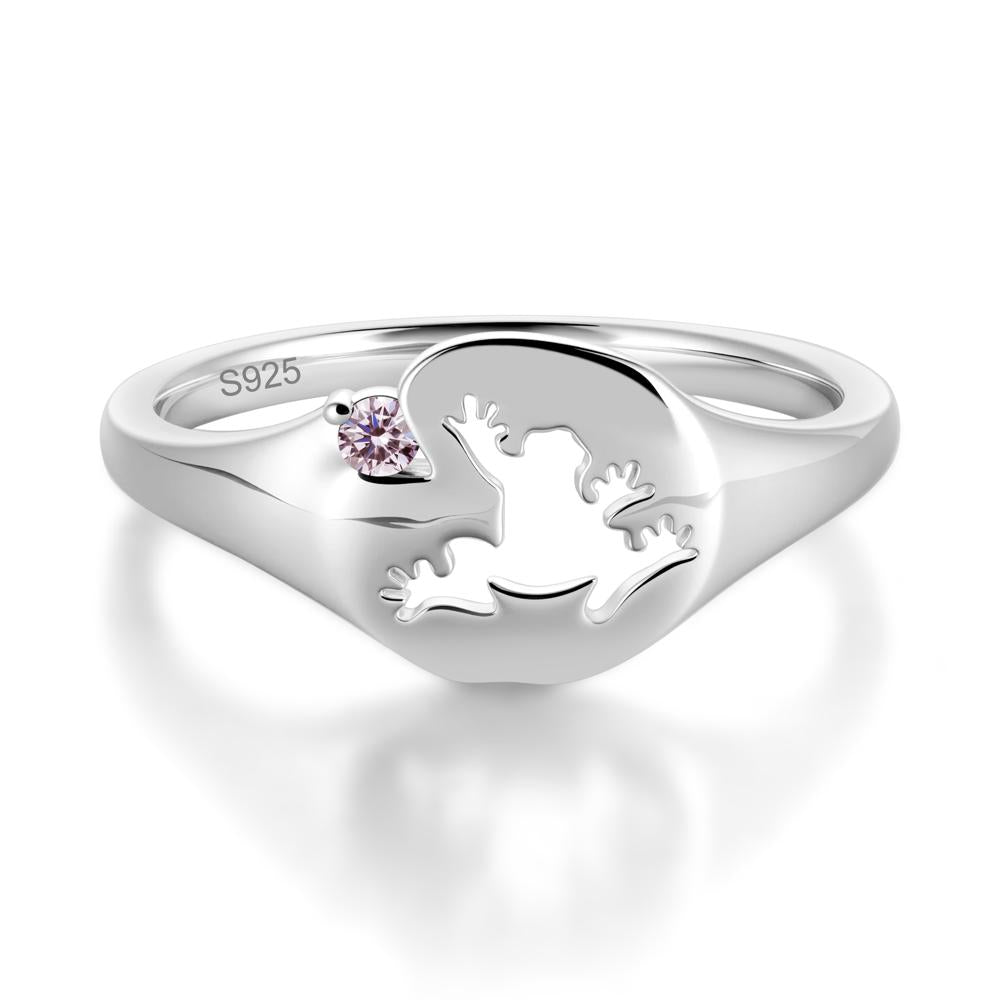 Signet Cubic Zirconia Hollow Frog Ring - LUO Jewelry #gemstone_Pink Cubic Zirconia