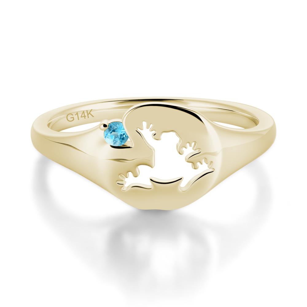 Signet Cubic Zirconia Hollow Frog Ring - LUO Jewelry #gemstone_Swiss Blue Topaz