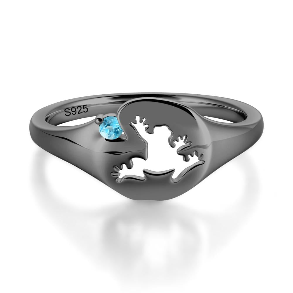 Signet Cubic Zirconia Hollow Frog Ring - LUO Jewelry #gemstone_Swiss Blue Topaz