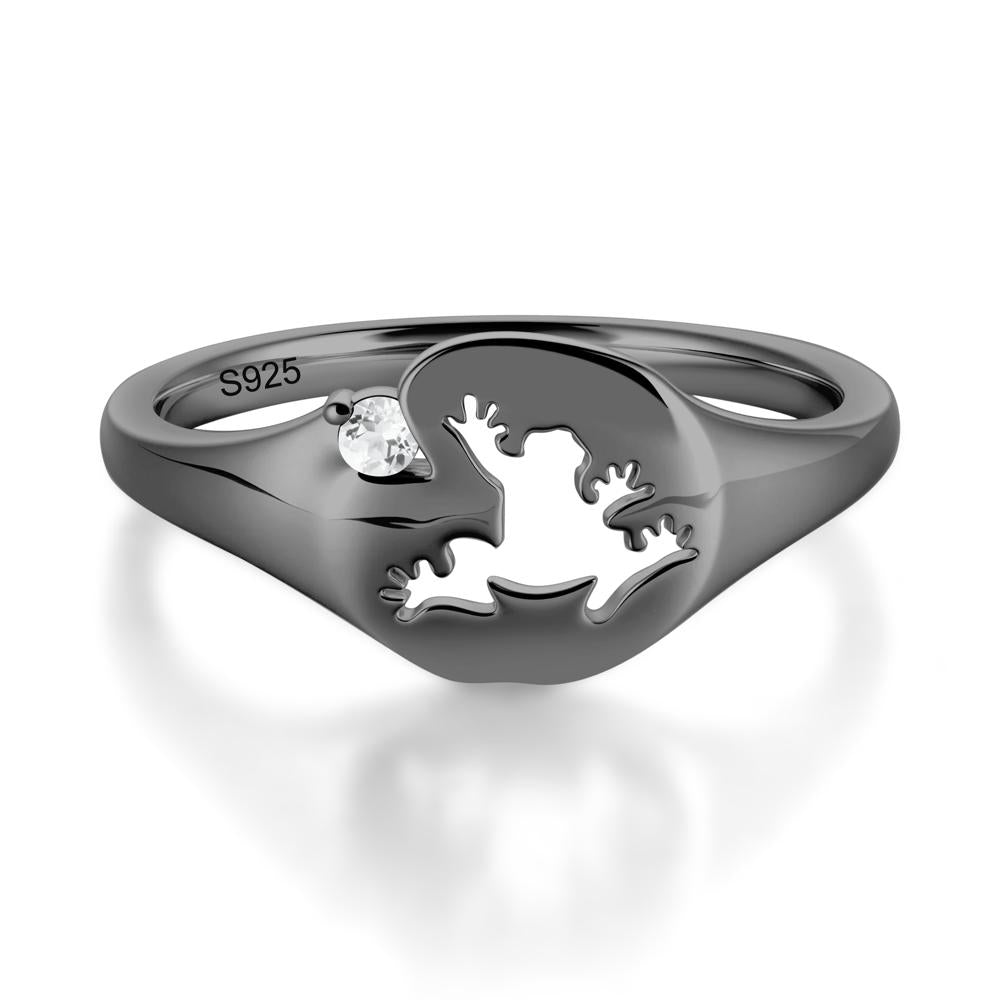 Signet Cubic Zirconia Hollow Frog Ring - LUO Jewelry #gemstone_White Topaz