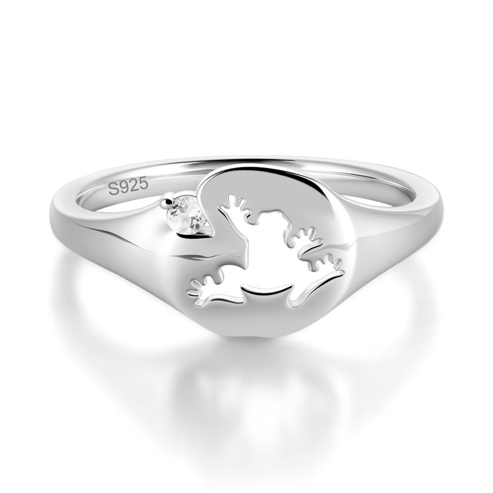 Signet Cubic Zirconia Hollow Frog Ring - LUO Jewelry #gemstone_White Topaz