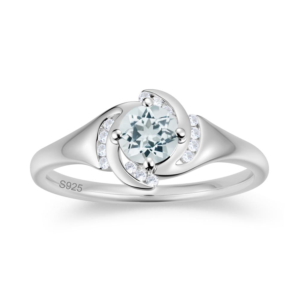 Round Cut Garnet Swirl Engagement Ring - LUO Jewelry #gemstone_Aquamarine