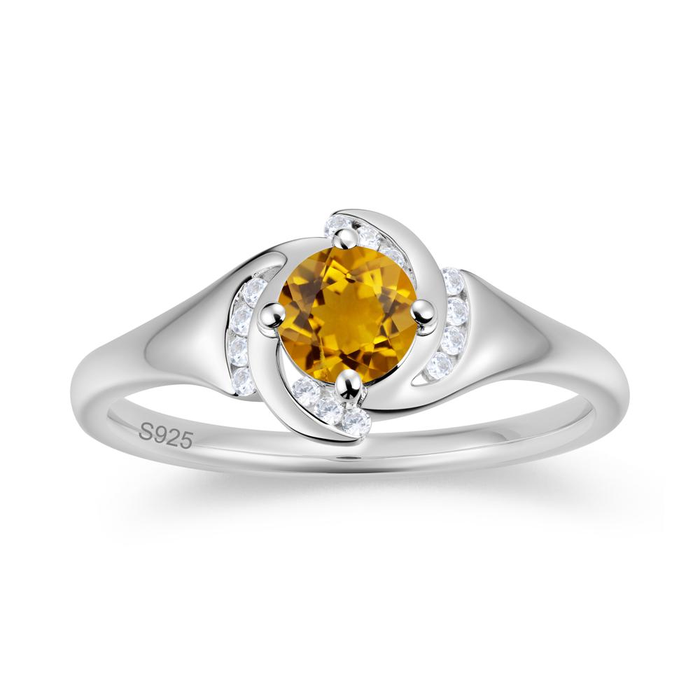 Round Cut Garnet Swirl Engagement Ring - LUO Jewelry #gemstone_Citrine