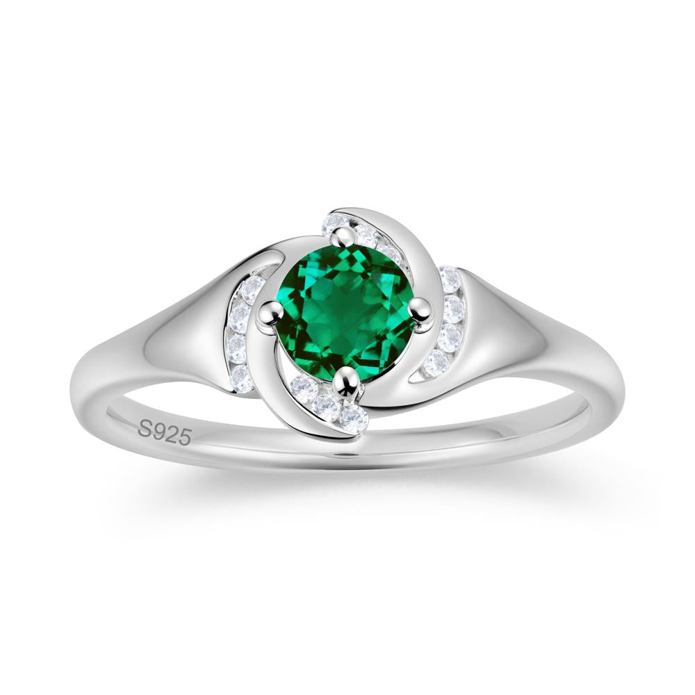 Round Cut Garnet Swirl Engagement Ring - LUO Jewelry #gemstone_Emerald