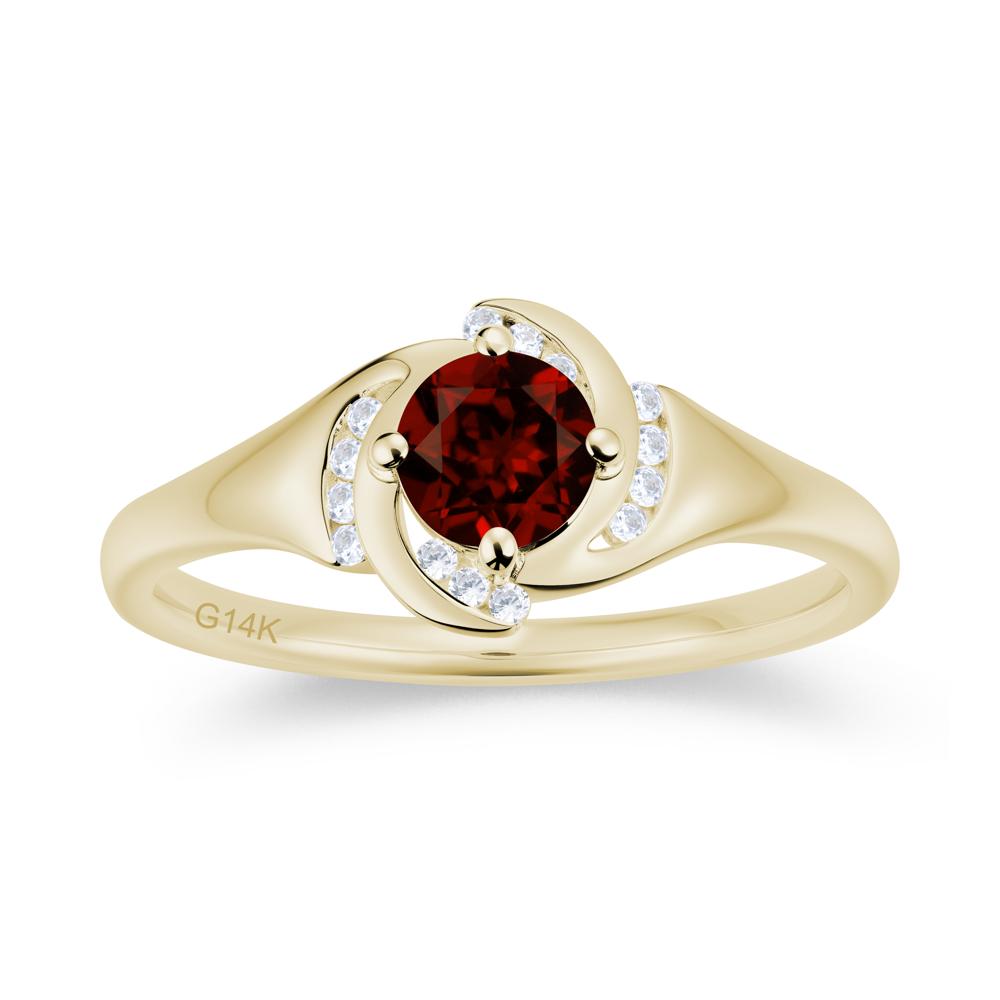 Round Cut Garnet Swirl Engagement Ring - LUO Jewelry #gemstone_Garnet