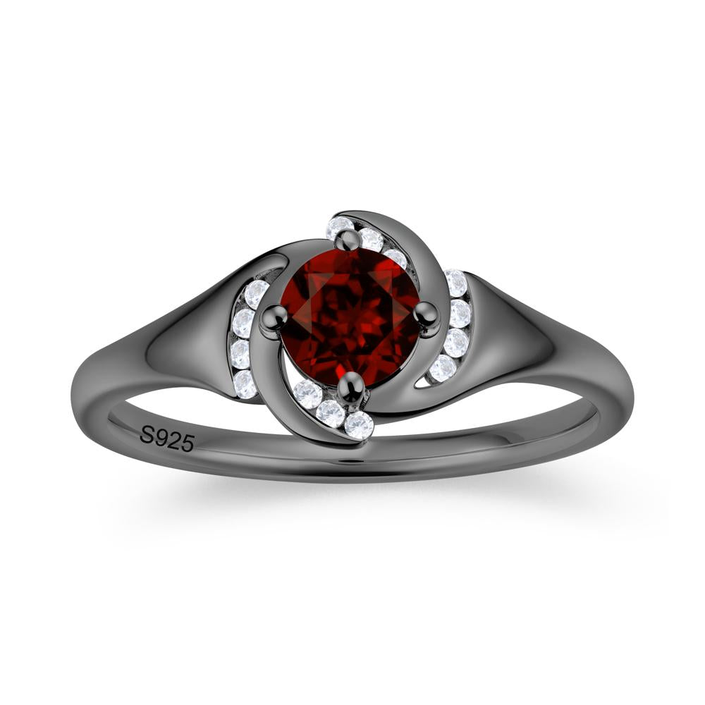 Round Cut Garnet Swirl Engagement Ring - LUO Jewelry #gemstone_Garnet