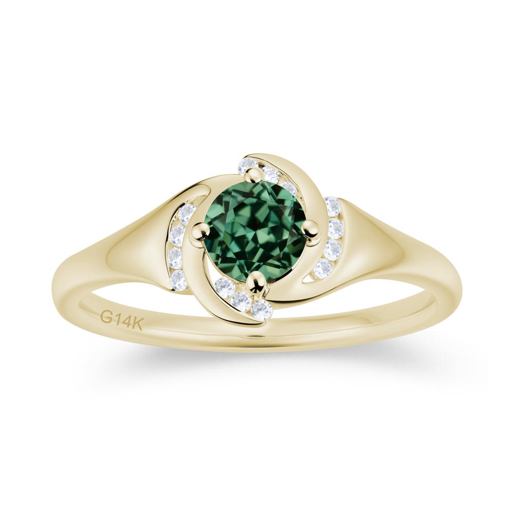 Round Cut Garnet Swirl Engagement Ring - LUO Jewelry #gemstone_Green Sapphire