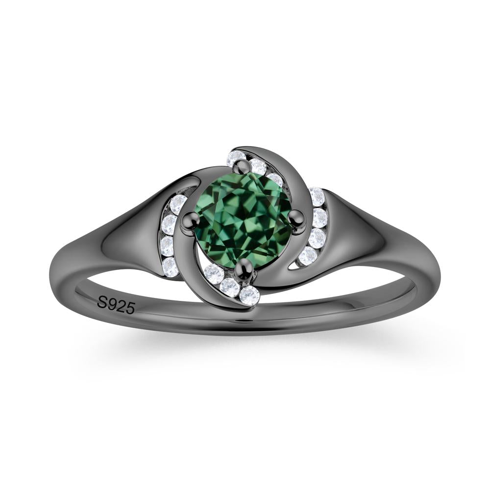 Round Cut Garnet Swirl Engagement Ring - LUO Jewelry #gemstone_Green Sapphire