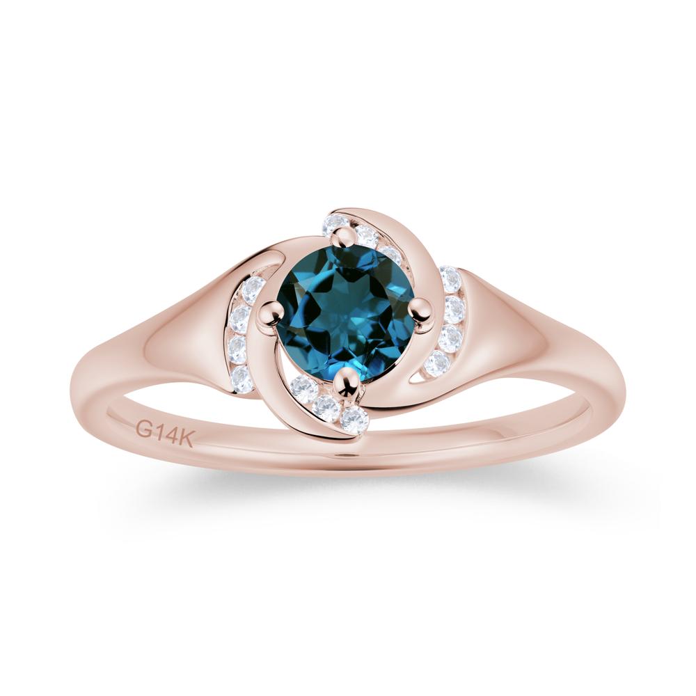 Round Cut Garnet Swirl Engagement Ring - LUO Jewelry #gemstone_London Blue Topaz