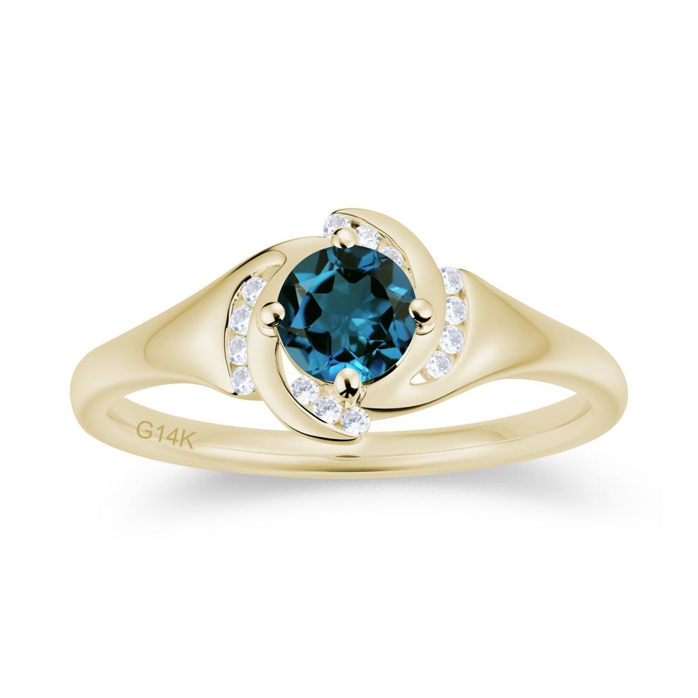 Round Cut Garnet Swirl Engagement Ring - LUO Jewelry #gemstone_London Blue Topaz