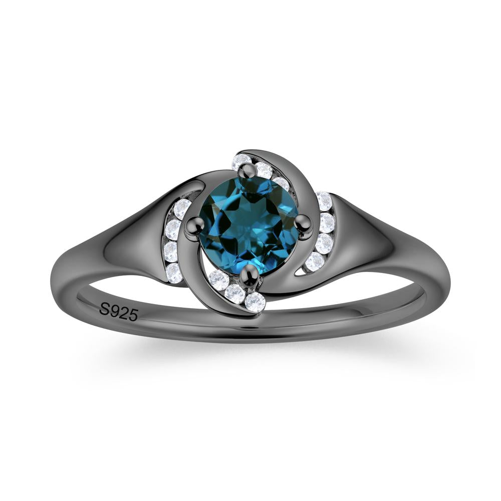 Round Cut Garnet Swirl Engagement Ring - LUO Jewelry #gemstone_London Blue Topaz
