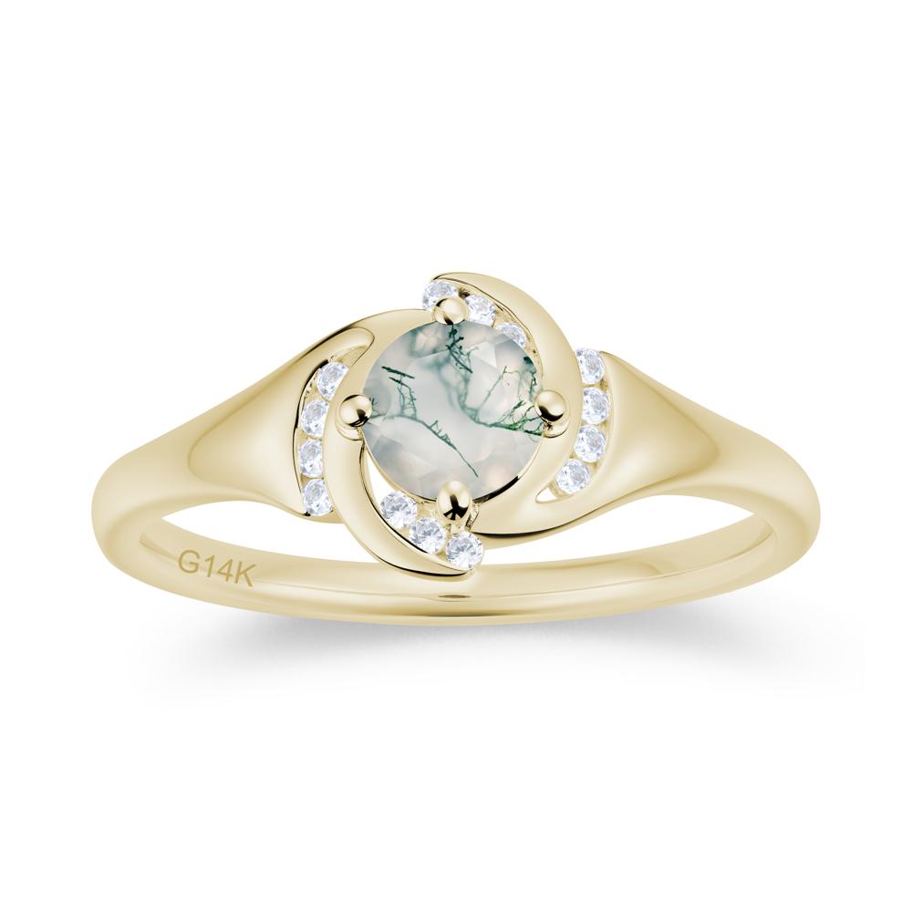 Round Cut Garnet Swirl Engagement Ring - LUO Jewelry #gemstone_Moss Agate