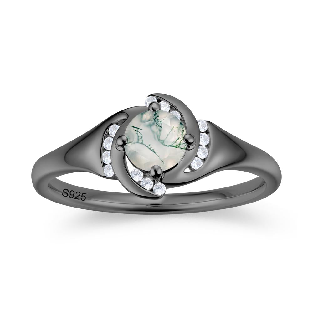 Round Cut Garnet Swirl Engagement Ring - LUO Jewelry #gemstone_Moss Agate