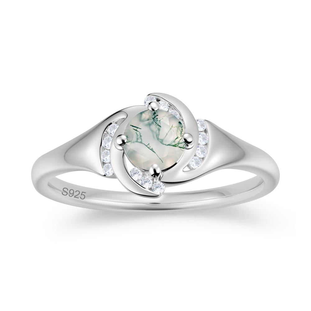 Round Cut Garnet Swirl Engagement Ring - LUO Jewelry #gemstone_Moss Agate