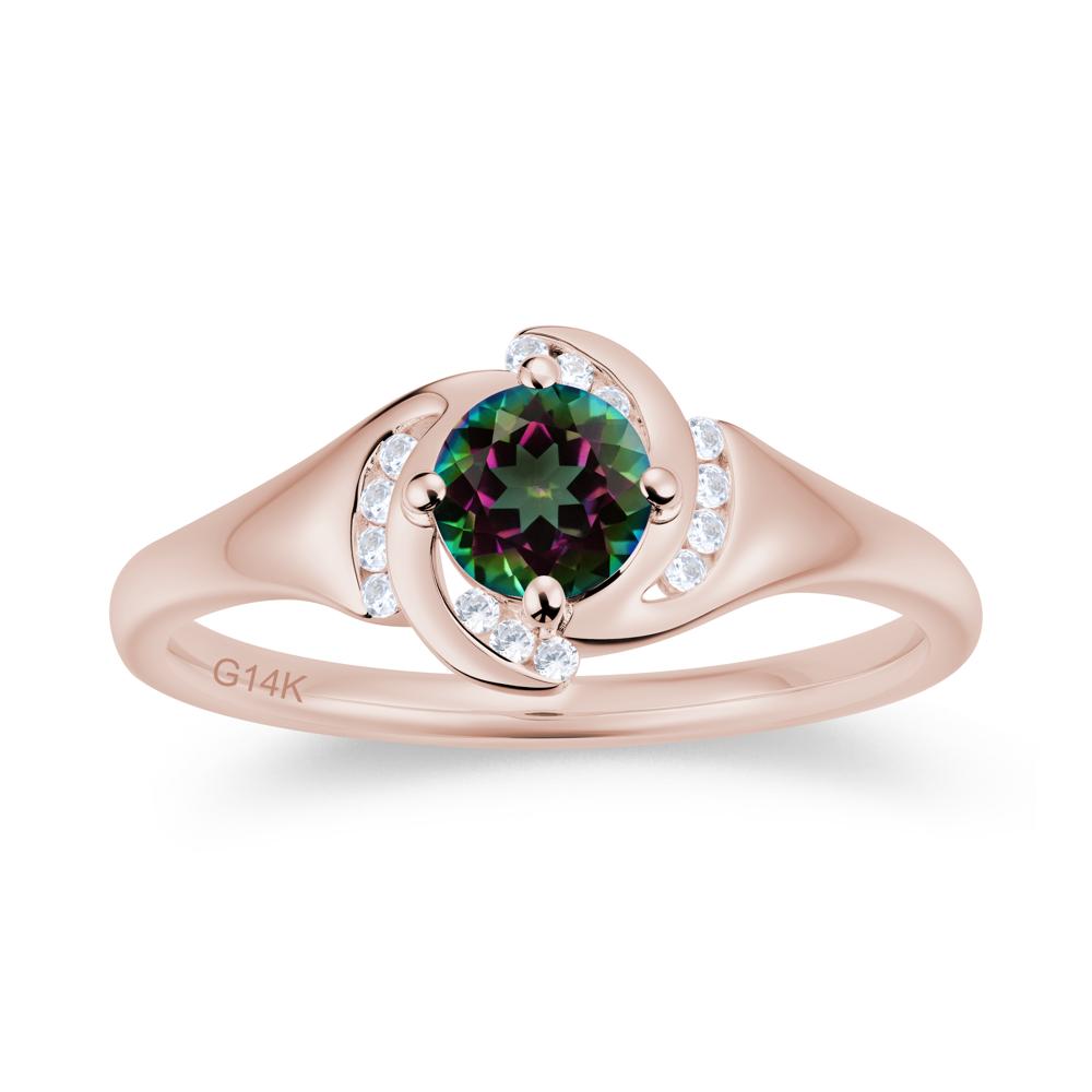 Round Cut Garnet Swirl Engagement Ring - LUO Jewelry #gemstone_Mystic Topaz