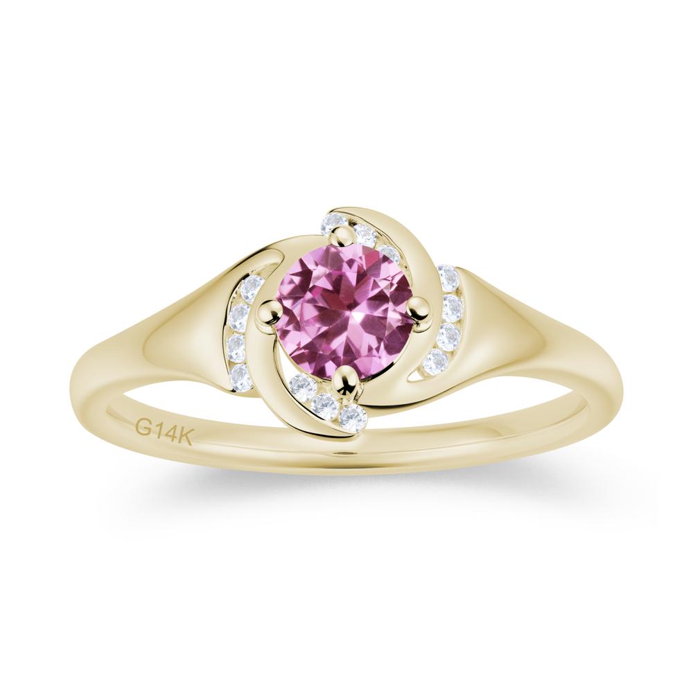Round Cut Garnet Swirl Engagement Ring - LUO Jewelry #gemstone_Pink Sapphire