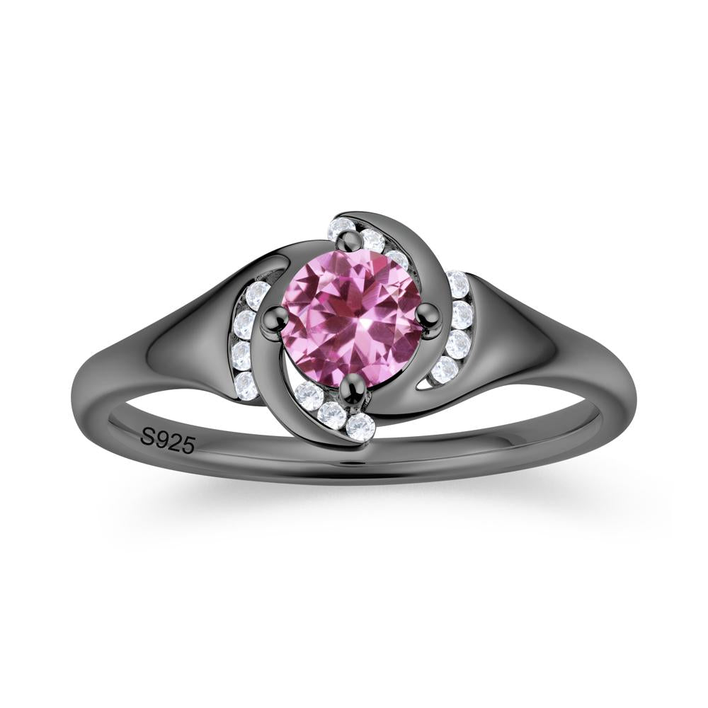 Round Cut Garnet Swirl Engagement Ring - LUO Jewelry #gemstone_Pink Sapphire