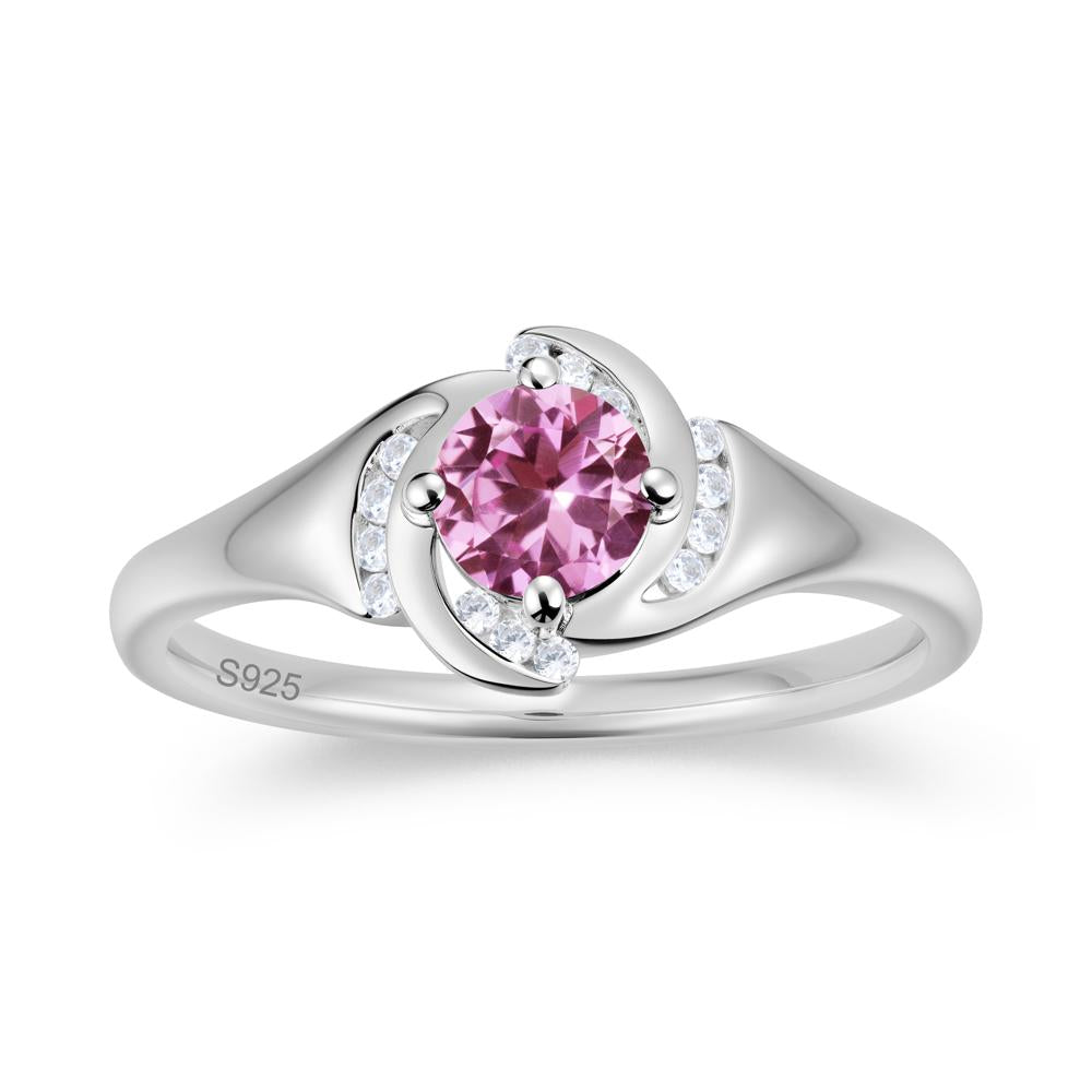 Round Cut Garnet Swirl Engagement Ring - LUO Jewelry #gemstone_Pink Sapphire