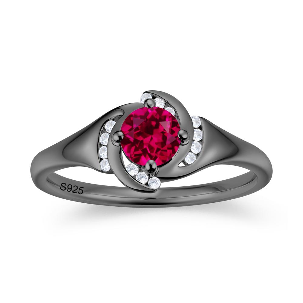 Round Cut Garnet Swirl Engagement Ring - LUO Jewelry #gemstone_Ruby