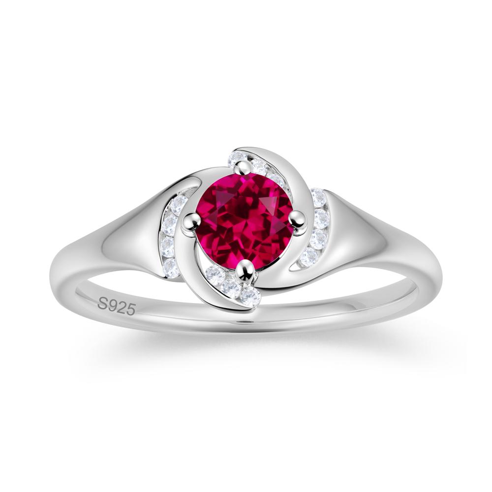 Round Cut Garnet Swirl Engagement Ring - LUO Jewelry #gemstone_Ruby