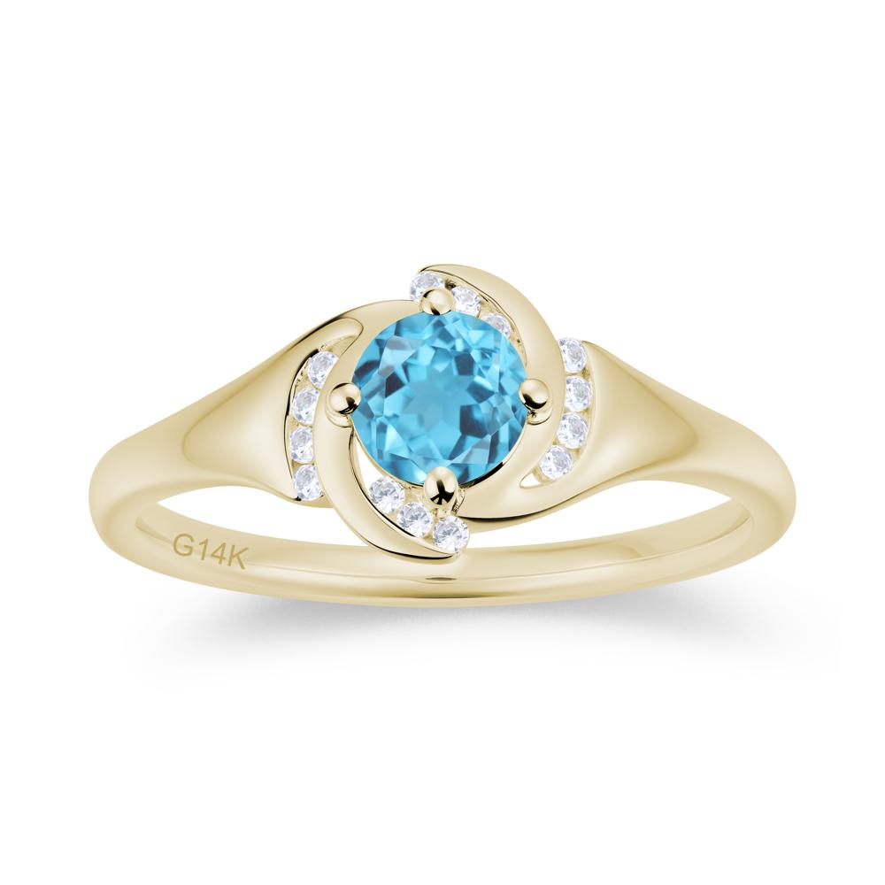 Round Cut Garnet Swirl Engagement Ring - LUO Jewelry #gemstone_Swiss Blue Topaz