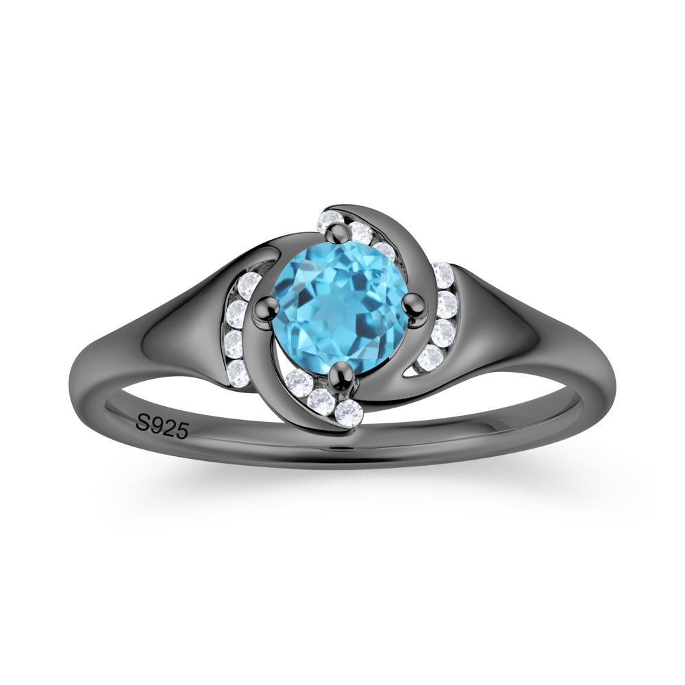 Round Cut Garnet Swirl Engagement Ring - LUO Jewelry #gemstone_Swiss Blue Topaz