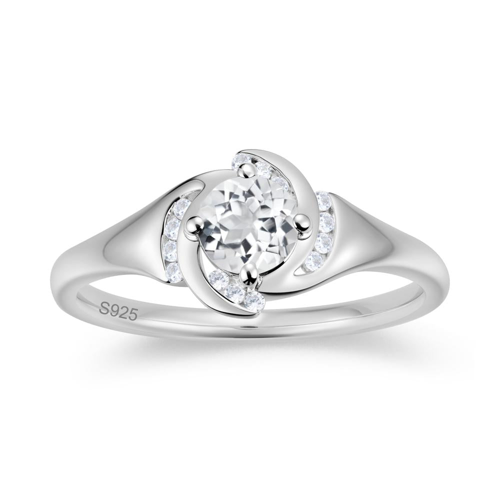 Round Cut Garnet Swirl Engagement Ring - LUO Jewelry #gemstone_White Topaz