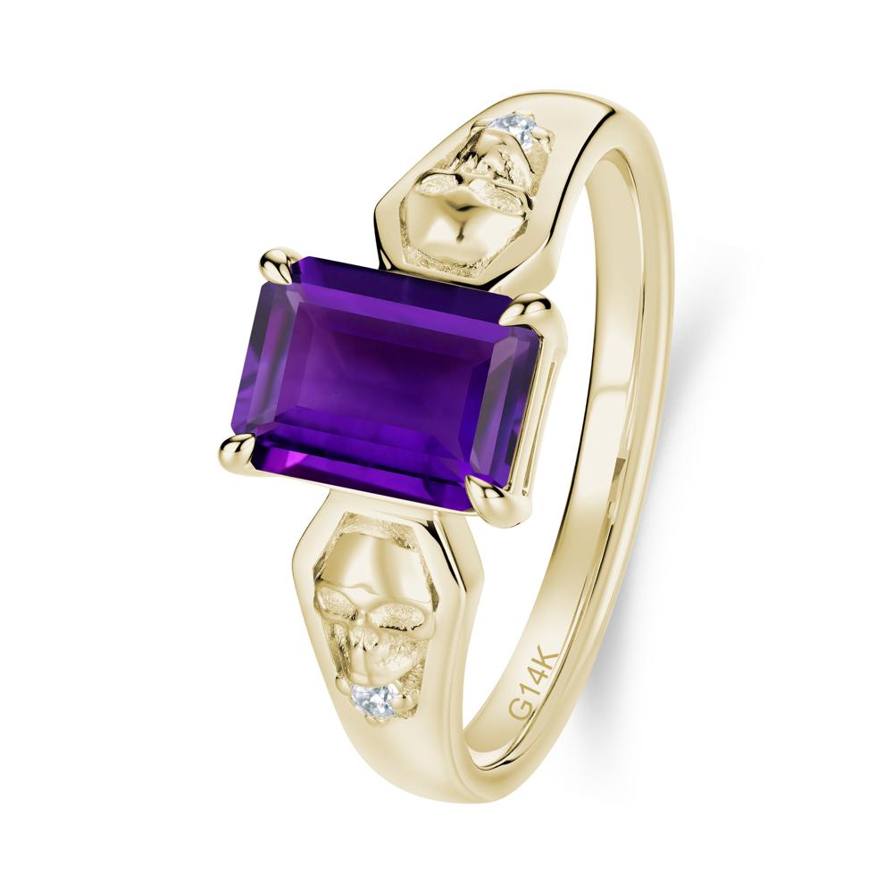 Till Death Emerald Cut Emerald Gothic Skull Ring - LUO Jewelry #gemstone_Amethyst